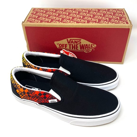💖MEGA SALE💖VANS Classic Slip On Flame Black Canvas Shoes Women's VN0A4U382N5 - Picture 7 of 11